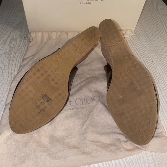 Jimmy Choo Black Patent Leather Espadrille Wedges Size 40 - Picture 8 of 9